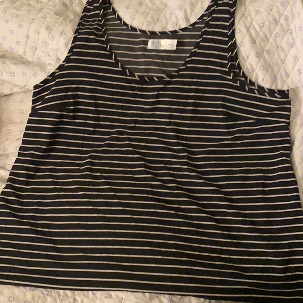 Time and Tru black and white striped Tank Top
